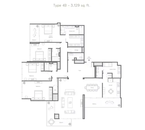 Plattegrond van 4 slaapkamers in Banyan Tree Residences Aurelia