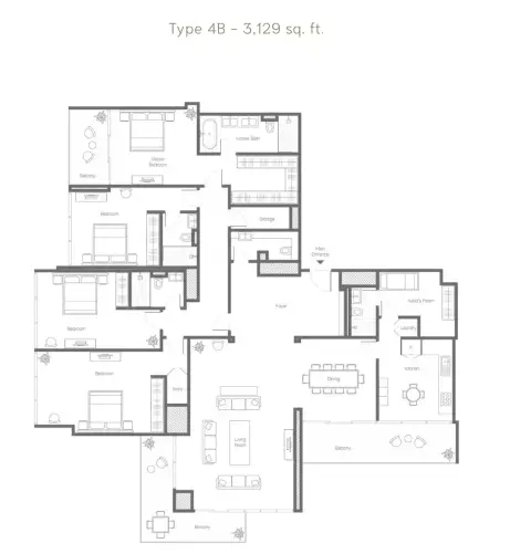 Plattegrond van 4 slaapkamers in Banyan Tree Residences Aurelia