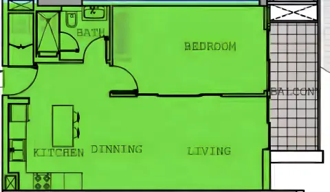 Plattegrond van 1 slaapkamer in The Vyne Residence