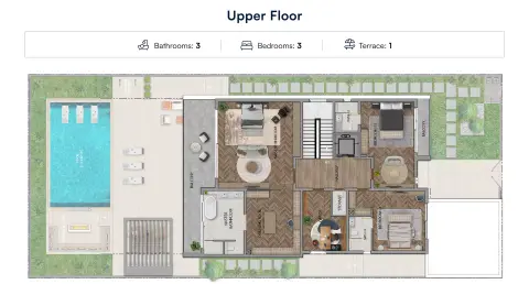 Plattegrond van 4 slaapkamers in Waterview Villas