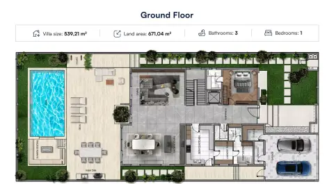 Plattegrond van 5 slaapkamers in Waterview Villas