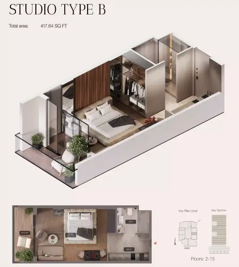 Plattegrond van Studio in Urban Life residences