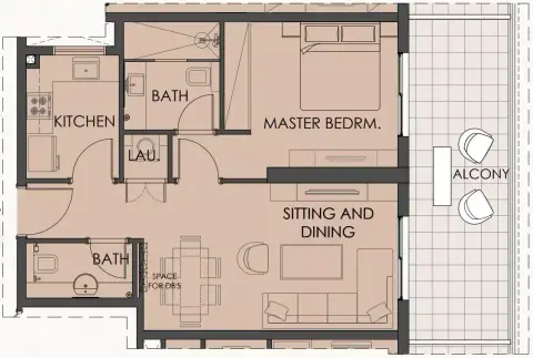 Plattegrond van 1 slaapkamer in Living Legends Phase 5