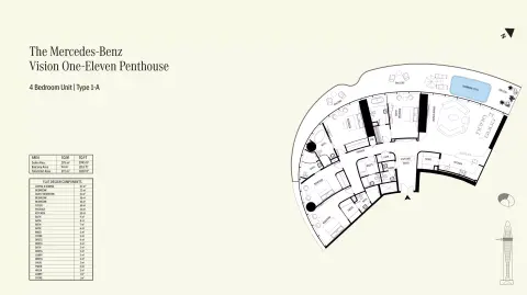 Plattegrond van 4 slaapkamers in Mercedes Benz Places by Binghatti