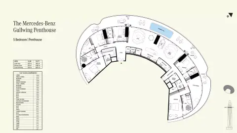 Plattegrond van 5 slaapkamers in Mercedes Benz Places by Binghatti