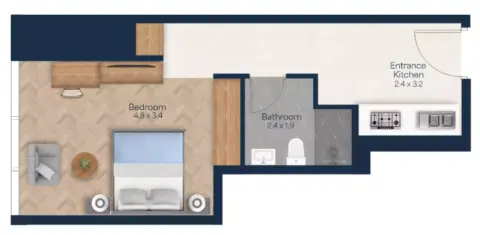 Plattegrond van Studio in Vista Heights