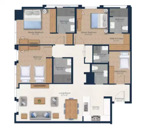 Plattegrond van 3 slaapkamers in Vista Heights