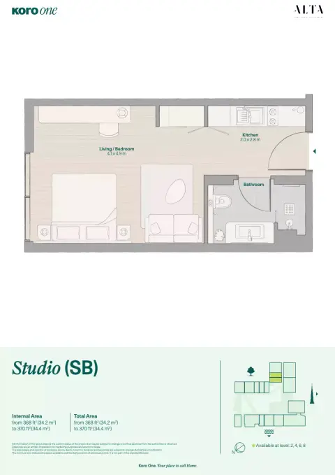 Plattegrond van Studio in KORO One