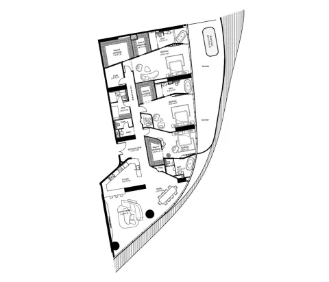 Plattegrond van 3 slaapkamers in Bugatti Residences By Binghatti