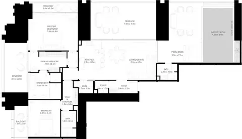 Plattegrond van 2 slaapkamers in Burj Binghatti Jacob & Co