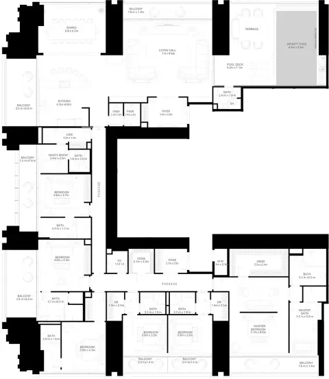 Plattegrond van 6 slaapkamers in Burj Binghatti Jacob & Co