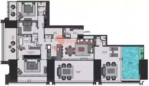 Plattegrond van 2 slaapkamers in Burj Binghatti Jacob & Co