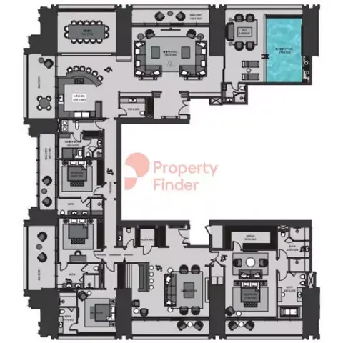 Plattegrond van 4 slaapkamers in Burj Binghatti Jacob & Co