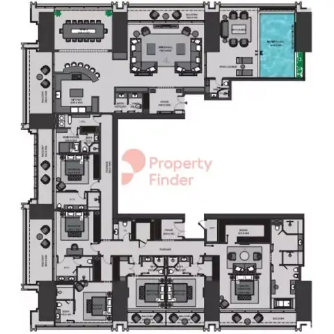 Plattegrond van 6 slaapkamers in Burj Binghatti Jacob & Co