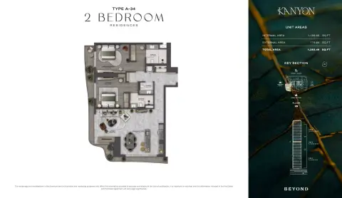 Plattegrond van 2 slaapkamers in Kanyon by Beyond