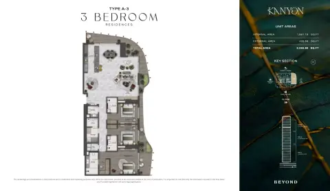 Plattegrond van 3 slaapkamers in Kanyon by Beyond