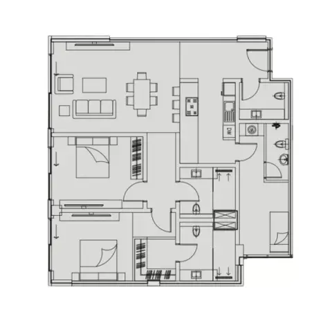 Plattegrond van 2 slaapkamers in The 100