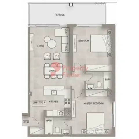 Plattegrond van 2 slaapkamers in Oxford Terraces By Iman Developers