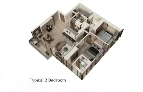 Plattegrond van 2 slaapkamers in Me Do Re