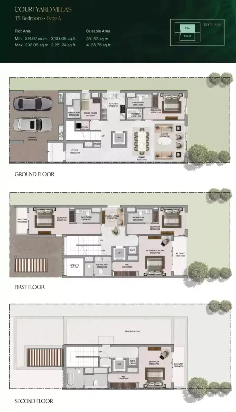 Plattegrond van 5 slaapkamers in Sobha Sanctuary