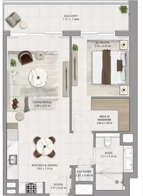 Plattegrond van 1 slaapkamer in Greencrest