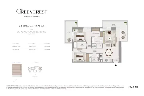 Plattegrond van 2 slaapkamers in Greencrest