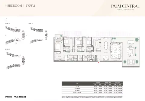 Plattegrond van 4 slaapkamers in Palm Central Private Residences