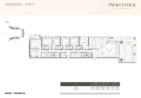 Plattegrond van 5 slaapkamers in Palm Central Private Residences