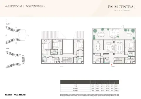 Plattegrond van 4 slaapkamers in Palm Central Private Residences