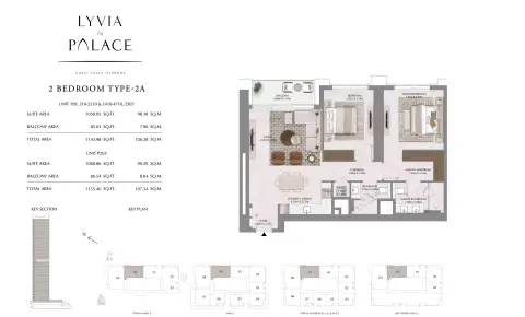 Plattegrond van 2 slaapkamers in Lyvia by Palace