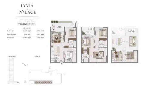 Plattegrond van 3 slaapkamers in Lyvia by Palace