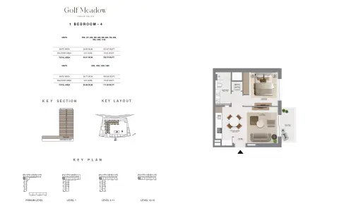 Plattegrond van 1 slaapkamer in Golf Meadow