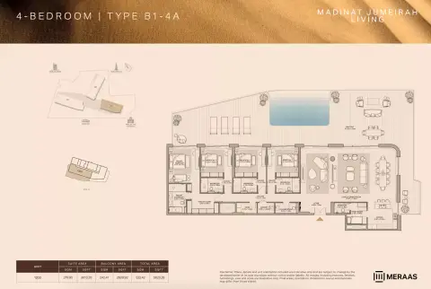 Plattegrond van 4 slaapkamers in Nourelle by Meraas