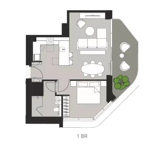 Plattegrond van 1 slaapkamer in Artistry One Residences