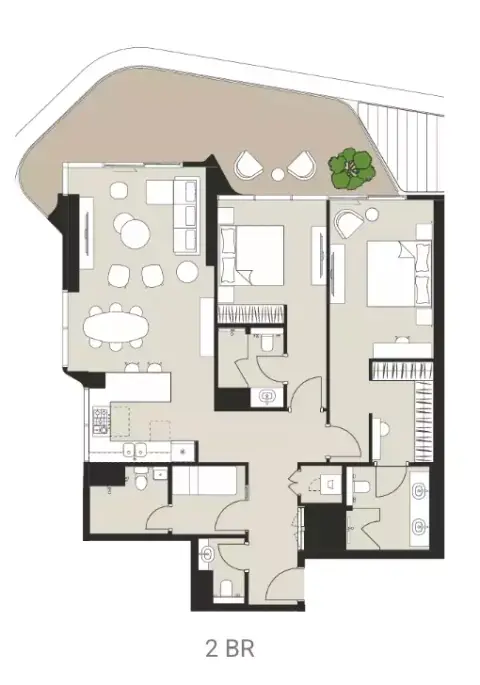 Plattegrond van 2 slaapkamers in Artistry One Residences