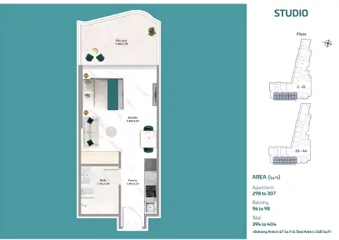 Plattegrond van 1 slaapkamer in Breez by Danube