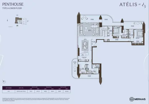Plattegrond van 5 slaapkamers in Atelis