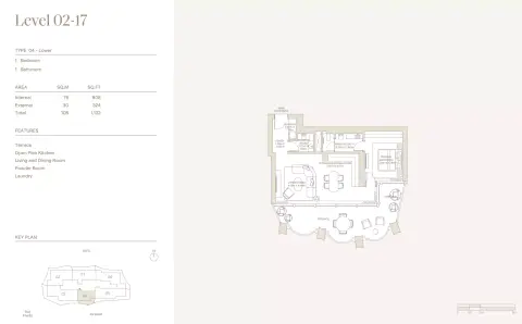 Plattegrond van 1 slaapkamer in Eden House Za'abeel