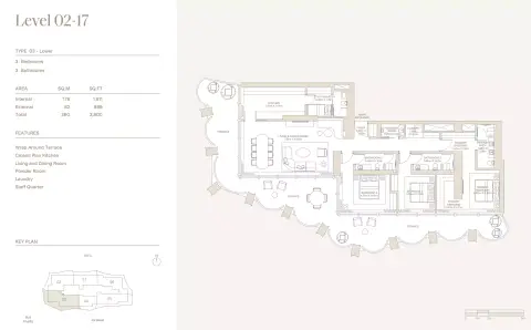 Plattegrond van 3 slaapkamers in Eden House Za'abeel