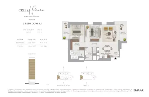 Plattegrond van 2 slaapkamers in Creek Haven