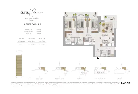 Plattegrond van 3 slaapkamers in Creek Haven