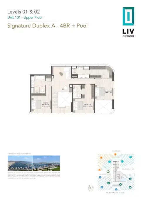 Plattegrond van 4 slaapkamers in LIV Oceanside