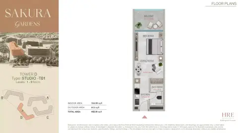 Plattegrond van Studio in Sakura Gardens