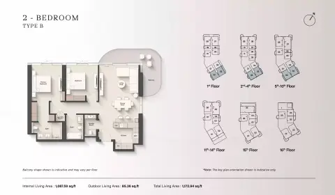 Plattegrond van 2 slaapkamers in Portside Square