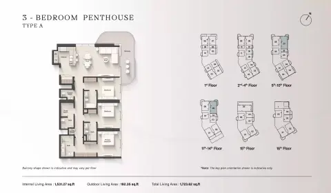 Plattegrond van 3 slaapkamers in Portside Square