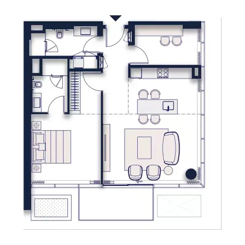 Plattegrond van 1 slaapkamer in Silena