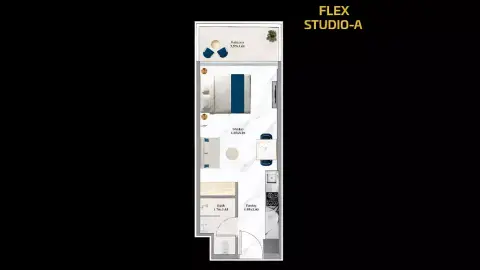 Plattegrond van Studio in Aspirz Tower