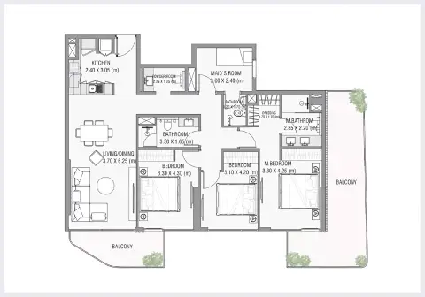 Plattegrond van 3 slaapkamers in Ayamore Residence