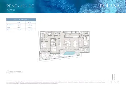 Plattegrond van 4 slaapkamers in Isolana Residences