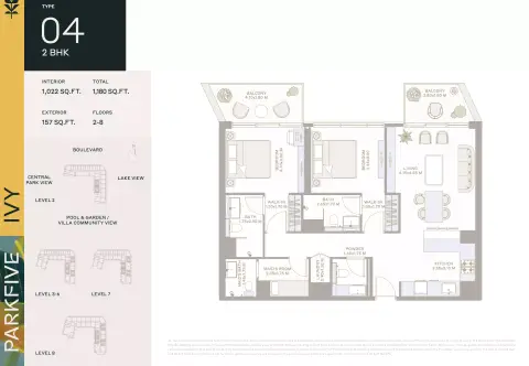 Plattegrond van 2 slaapkamers in Ember Park Five